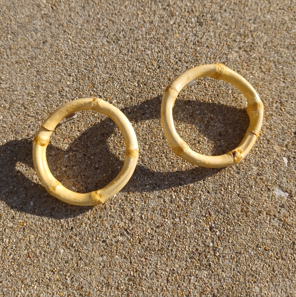 Handmade Natural bamboo hoop earrings
